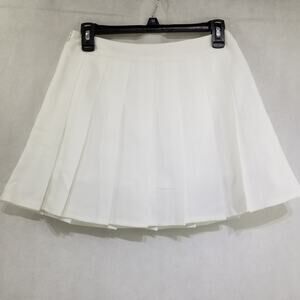 Fashion Pleated Skirt w/ Shorts attached Tennis Style M Cream Ivory Off White